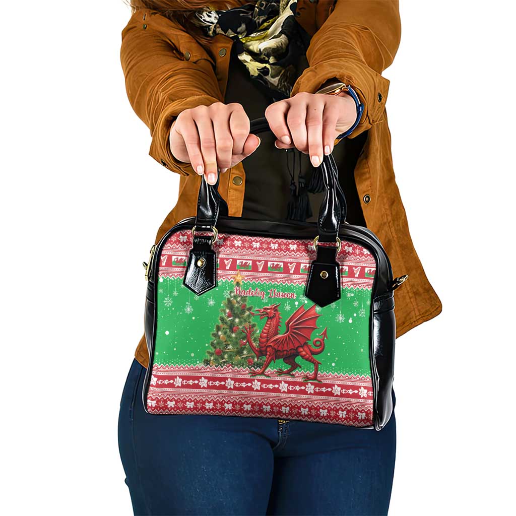 Wales Christmas Shoulder Handbag Welsh Dragon Nadolig Llawen