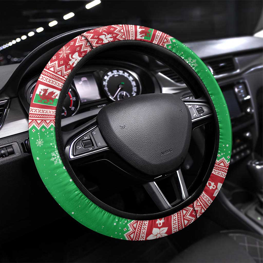 Wales Christmas Steering Wheel Cover Welsh Dragon Nadolig Llawen