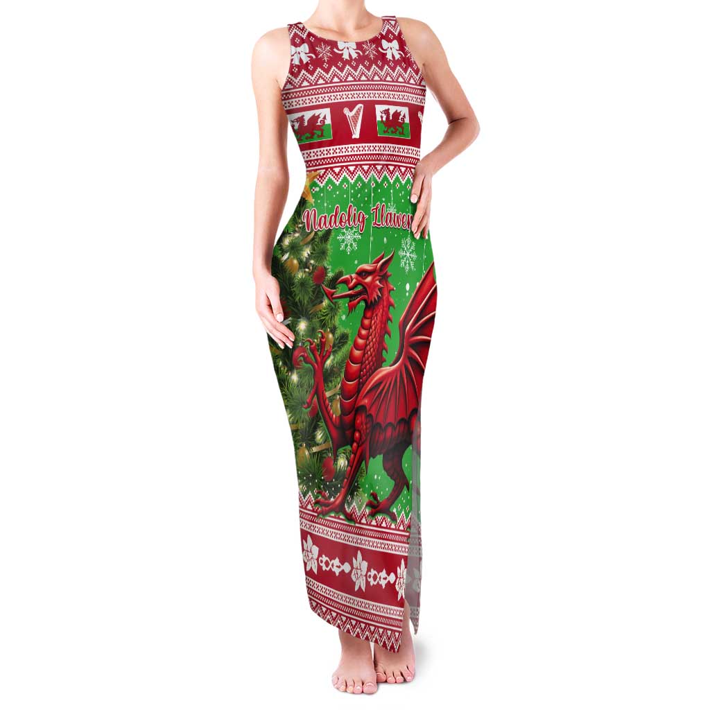 Wales Christmas Tank Maxi Dress Welsh Dragon Nadolig Llawen