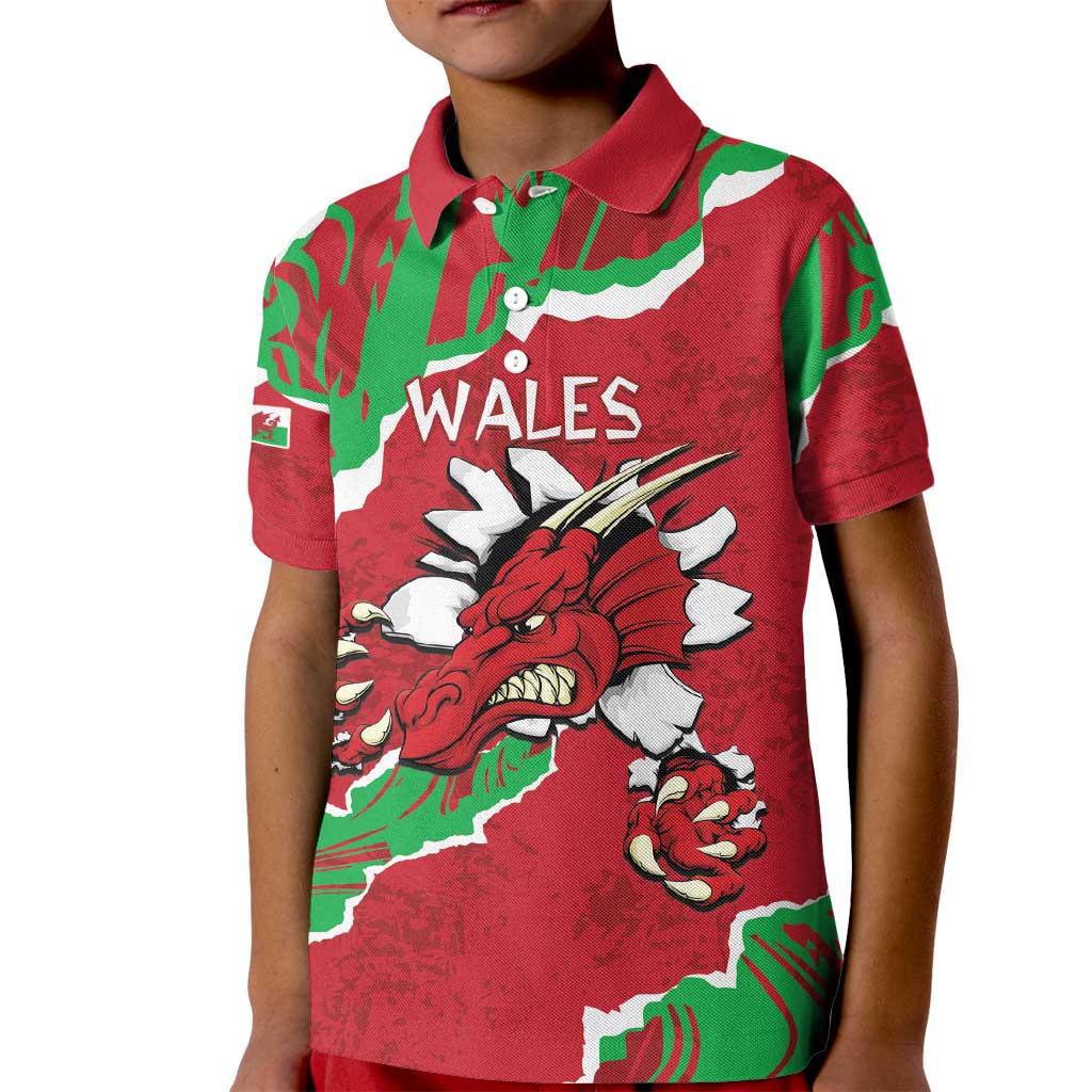 Personalised Wales Kid Polo Shirt Welsh Dragon - Wonder Print Shop