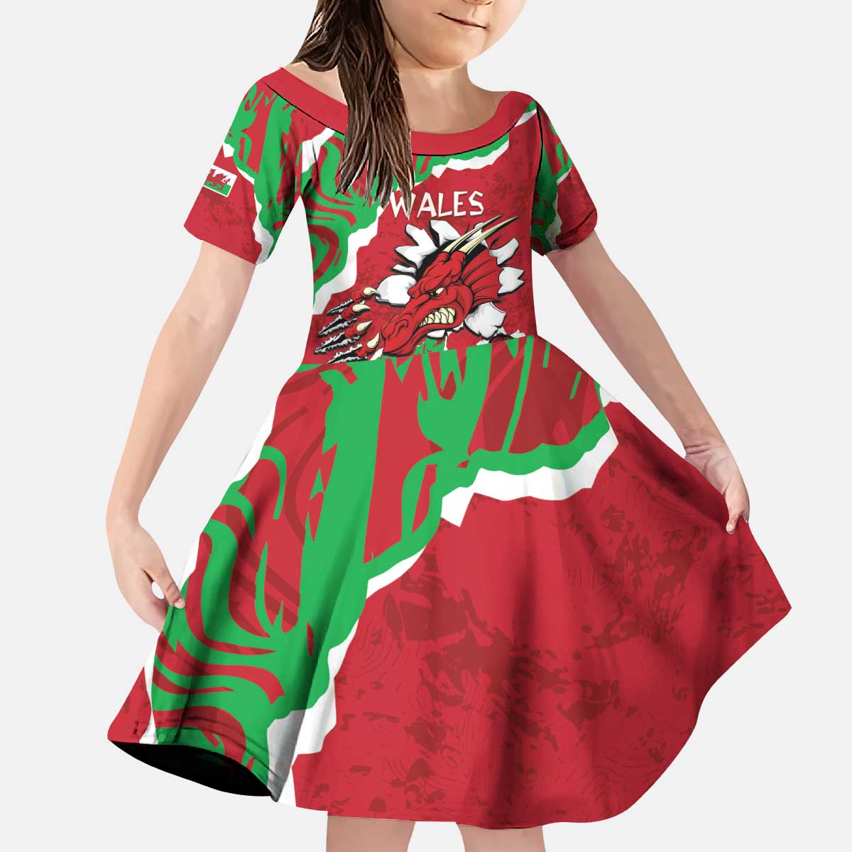 Personalised Wales Kid Short Sleeve Dress Welsh Dragon - Wonder Print Shop