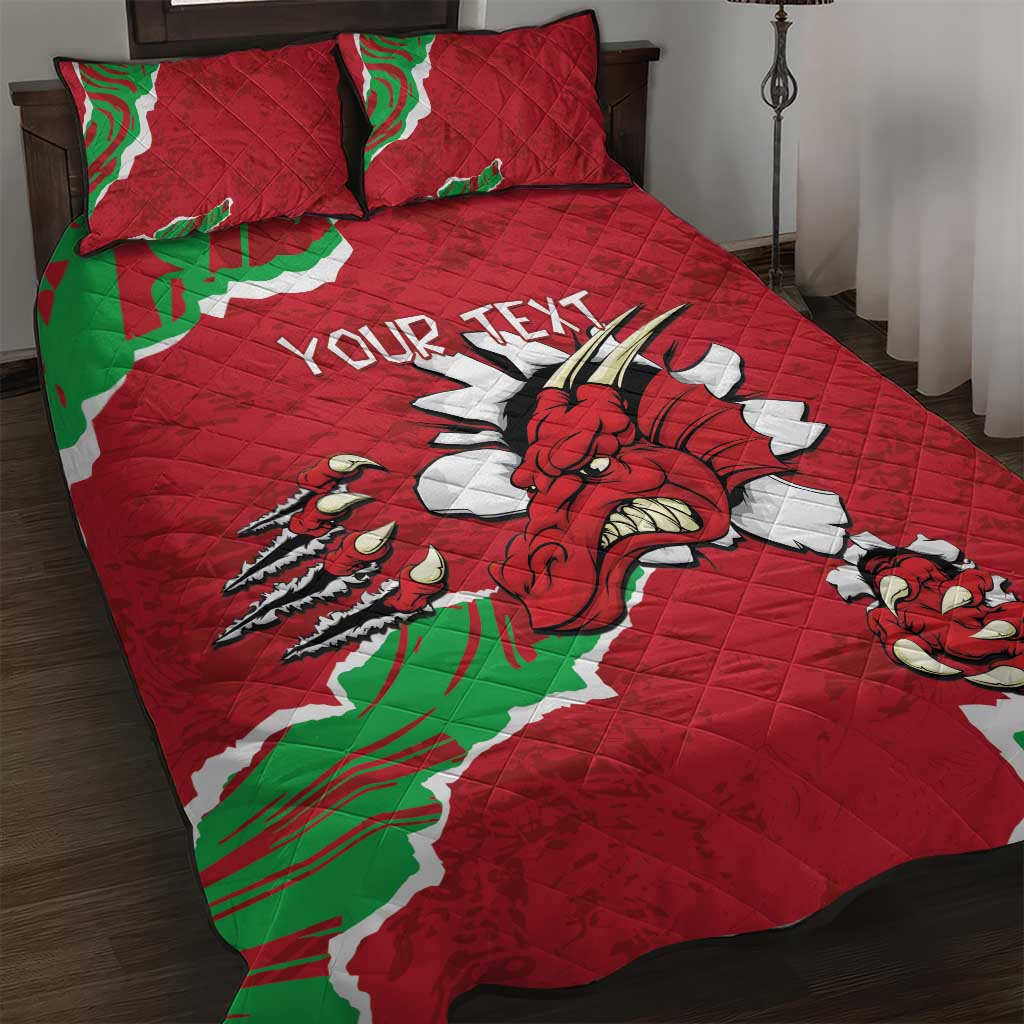 Personalised Wales Quilt Bed Set Welsh Dragon - Wonder Print Shop