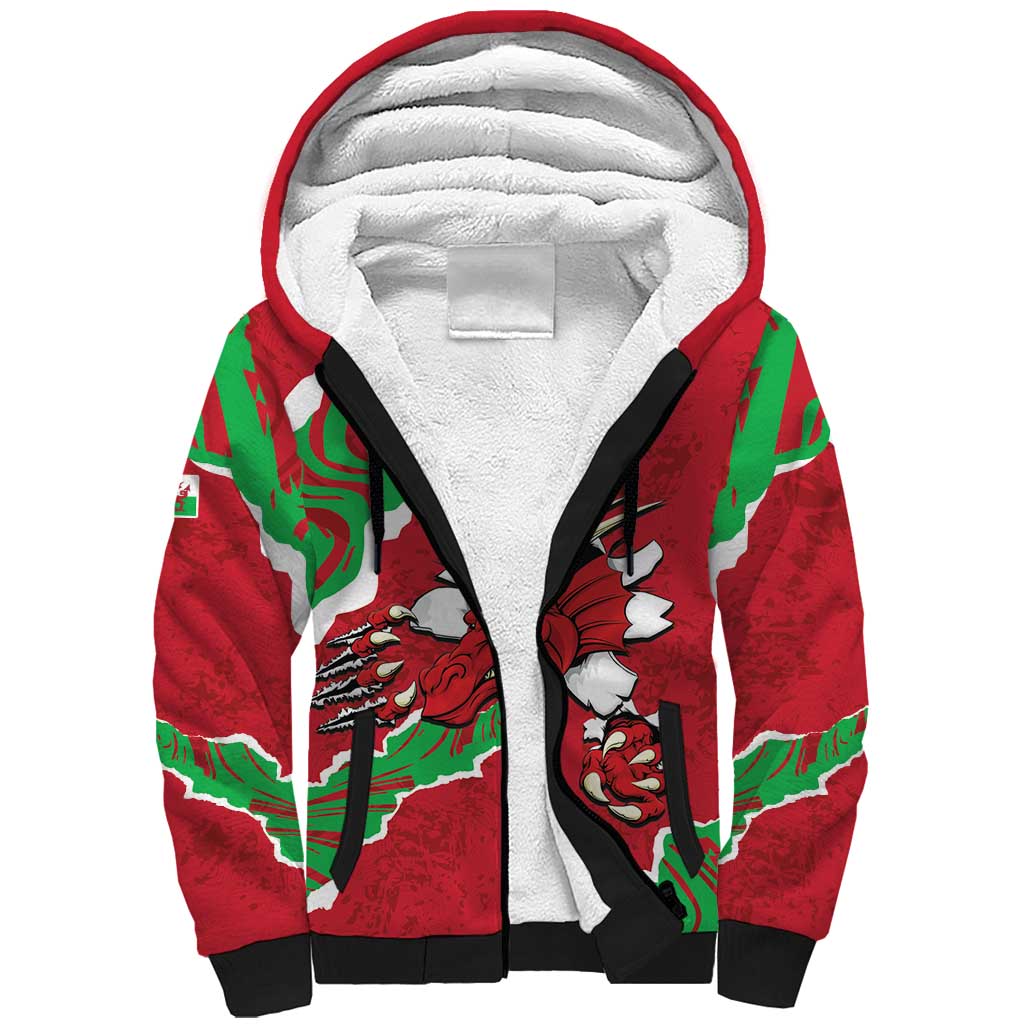 Personalised Wales Sherpa Hoodie Welsh Dragon