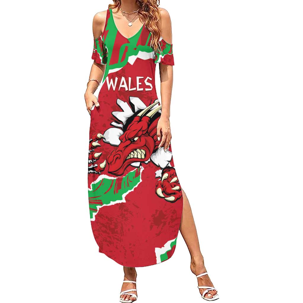 Personalised Wales Summer Maxi Dress Welsh Dragon