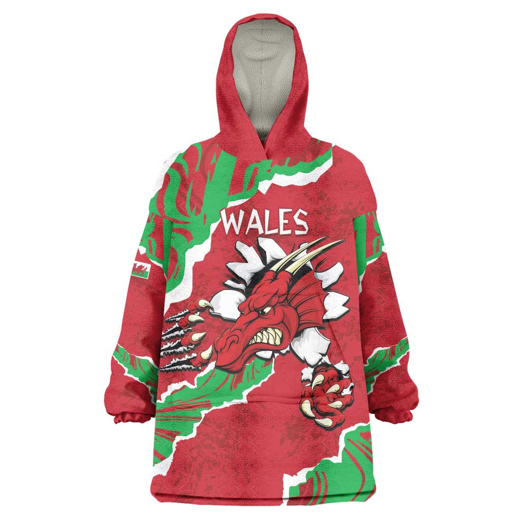 Personalised Wales Wearable Blanket Hoodie Welsh Dragon