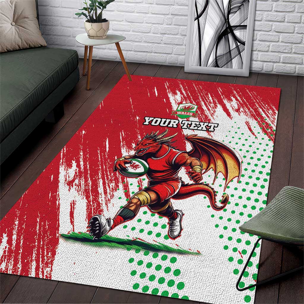 Wales Rugby Custom Area Rug Welsh Dragon Mascot - Wonder Print Shop