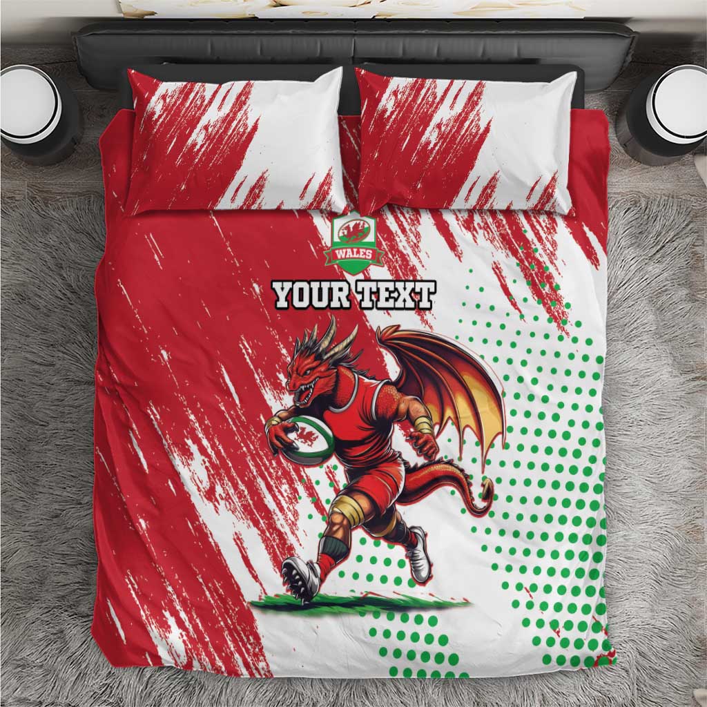 Wales Rugby Custom Bedding Set Welsh Dragon Mascot - Wonder Print Shop