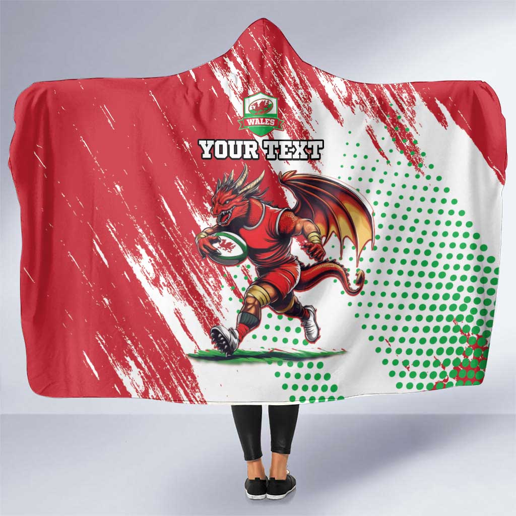 Wales Rugby Custom Hooded Blanket Welsh Dragon Mascot