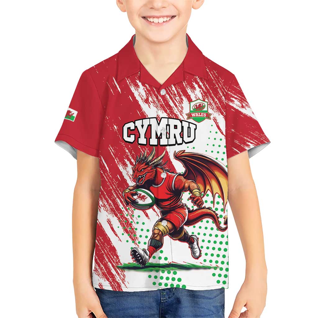 Wales Rugby Custom Kid Hawaiian Shirt Welsh Dragon Mascot - Wonder Print Shop