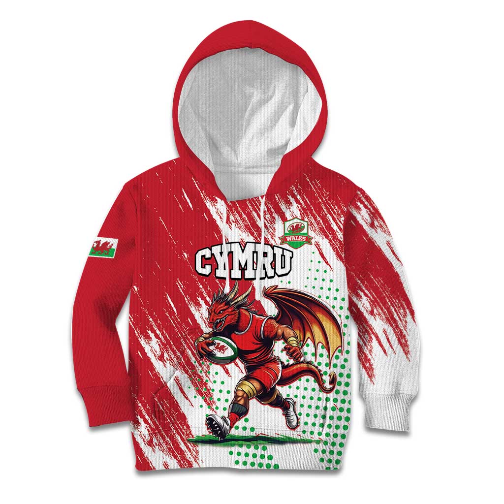 Wales Rugby Custom Kid Hoodie Welsh Dragon Mascot - Wonder Print Shop