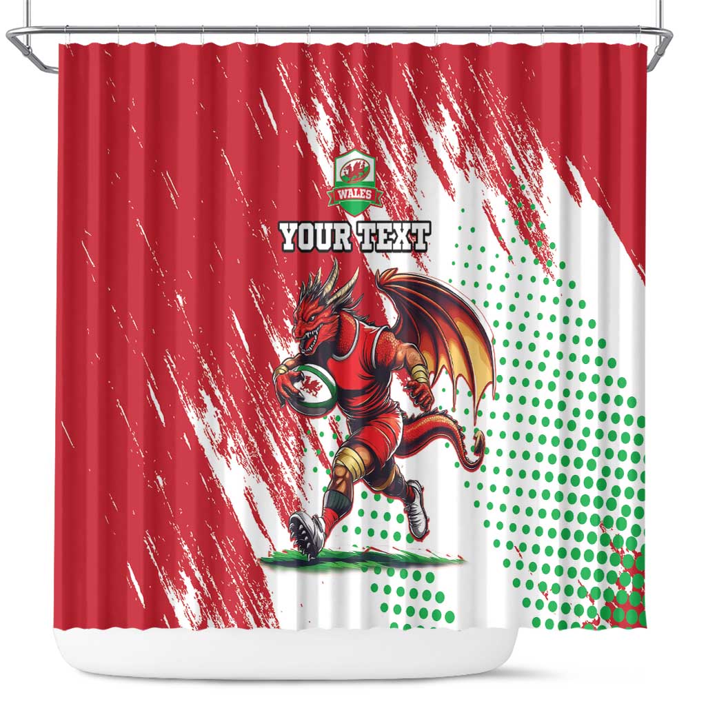 Wales Rugby Custom Shower Curtain Welsh Dragon Mascot