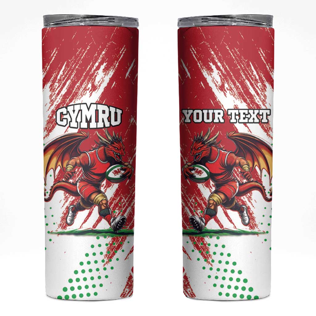 Custom Wales Rugby Skinny Tumbler Welsh Dragon Mascot