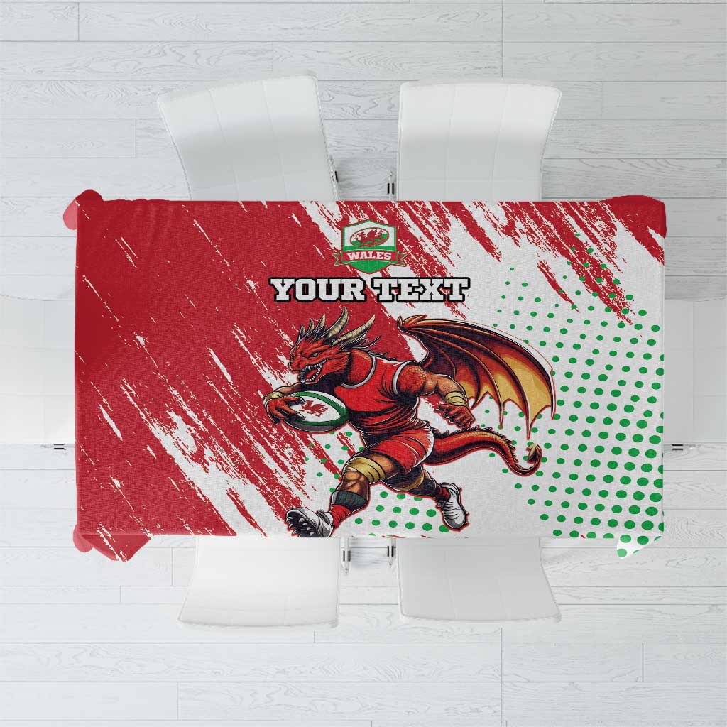 Wales Rugby Custom Tablecloth Welsh Dragon Mascot