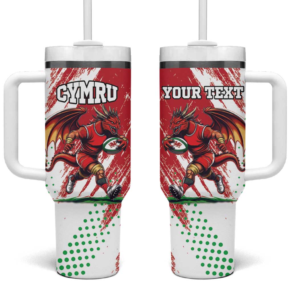 Custom Wales Rugby Tumbler With Handle Welsh Dragon Mascot