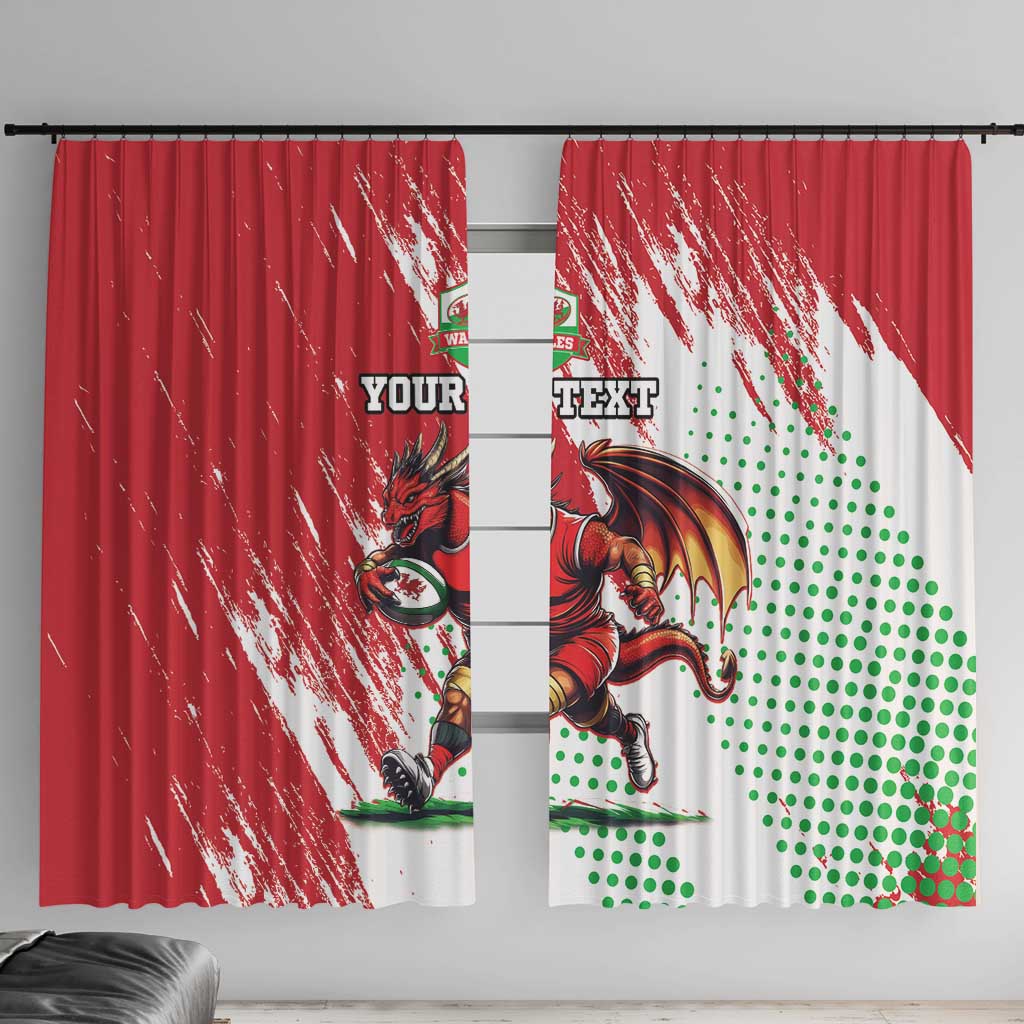 Wales Rugby Custom Window Curtain Welsh Dragon Mascot