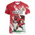 Wales Rugby Custom Women V-Neck T-Shirt Welsh Dragon Mascot