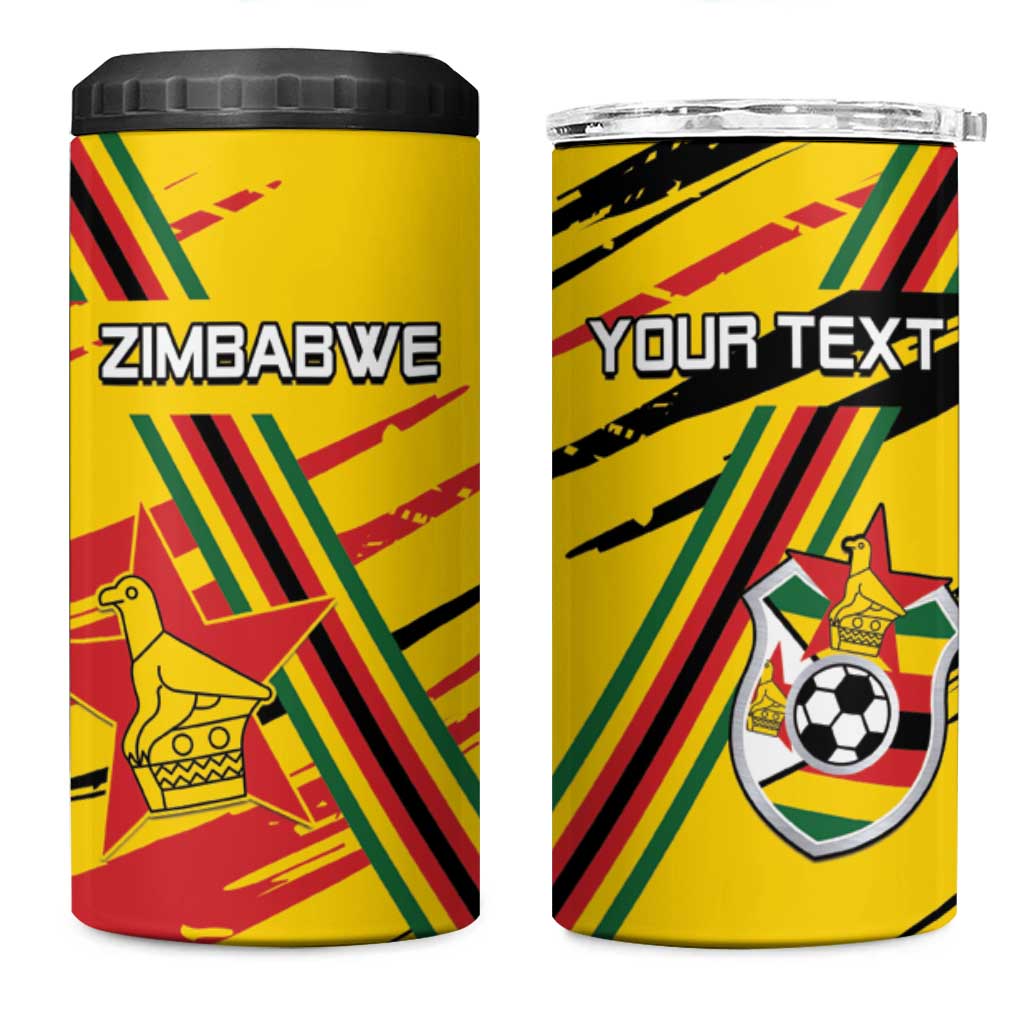 Custom Zimbabwe Football 4 in 1 Can Cooler Tumbler Go Warriors