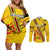 Custom Zimbabwe Football Couples Matching Off Shoulder Short Dress and Long Sleeve Button Shirt Go Warriors