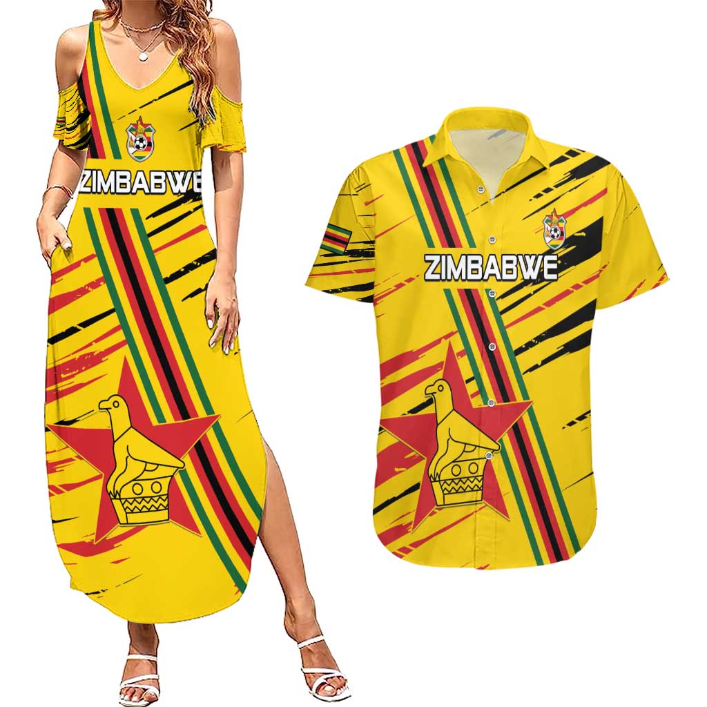 Custom Zimbabwe Football Couples Matching Summer Maxi Dress and Hawaiian Shirt Go Warriors