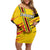 Custom Zimbabwe Football Family Matching Off Shoulder Short Dress and Hawaiian Shirt Go Warriors