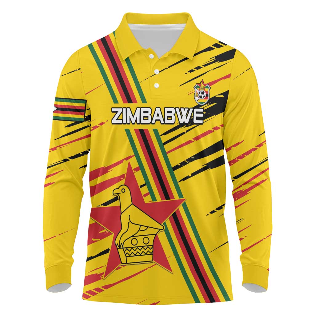 Custom Zimbabwe Football Long Sleeve Polo Shirt Go Warriors