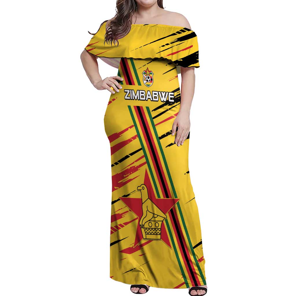 Custom Zimbabwe Football Off Shoulder Maxi Dress Go Warriors