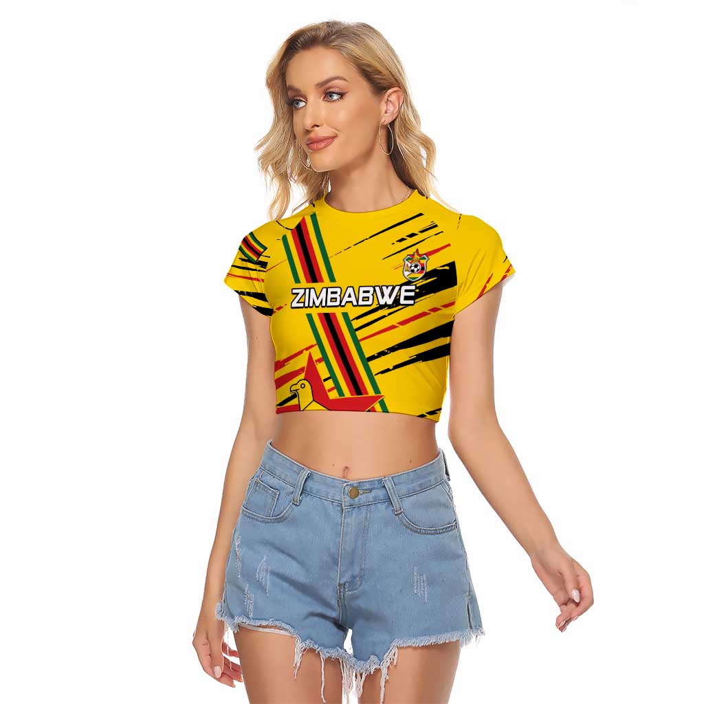 Custom Zimbabwe Football Raglan Cropped T Shirt Go Warriors