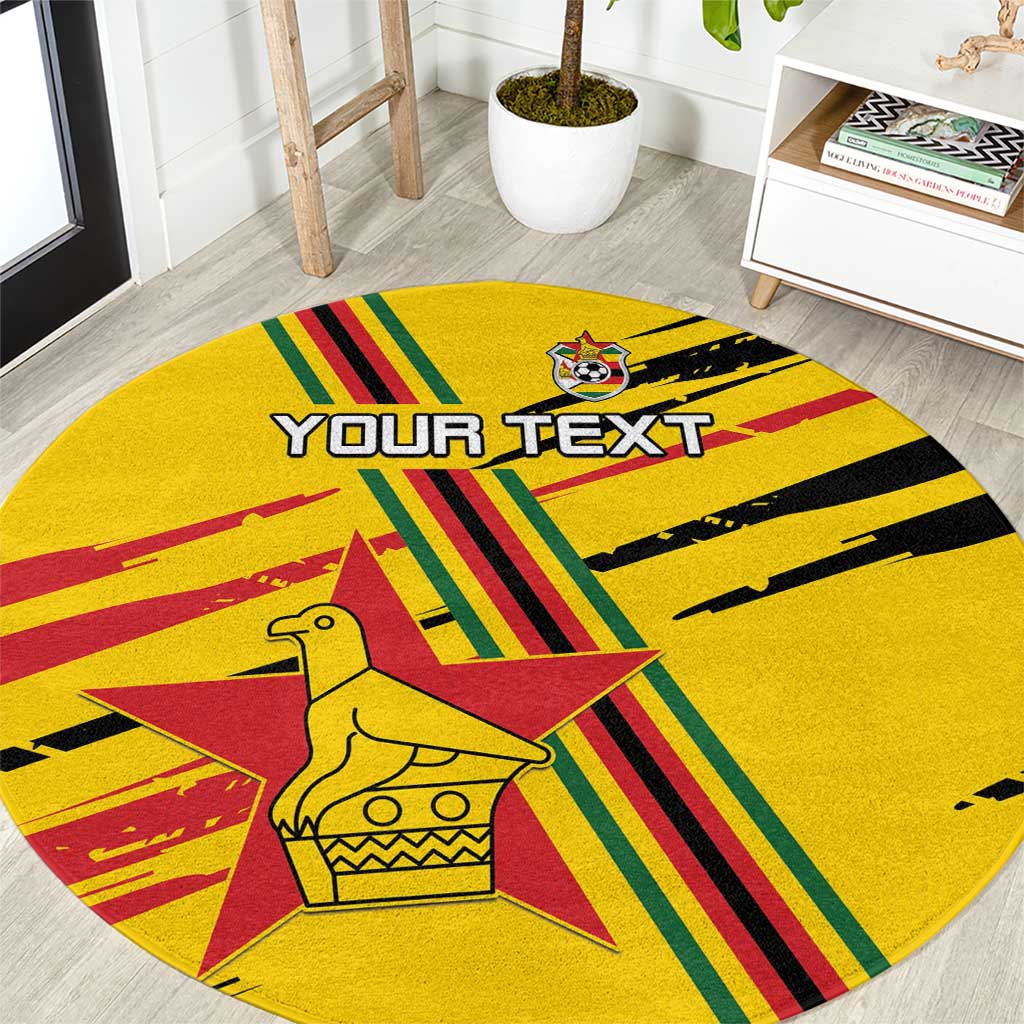 Custom Zimbabwe Football Round Carpet Go Warriors