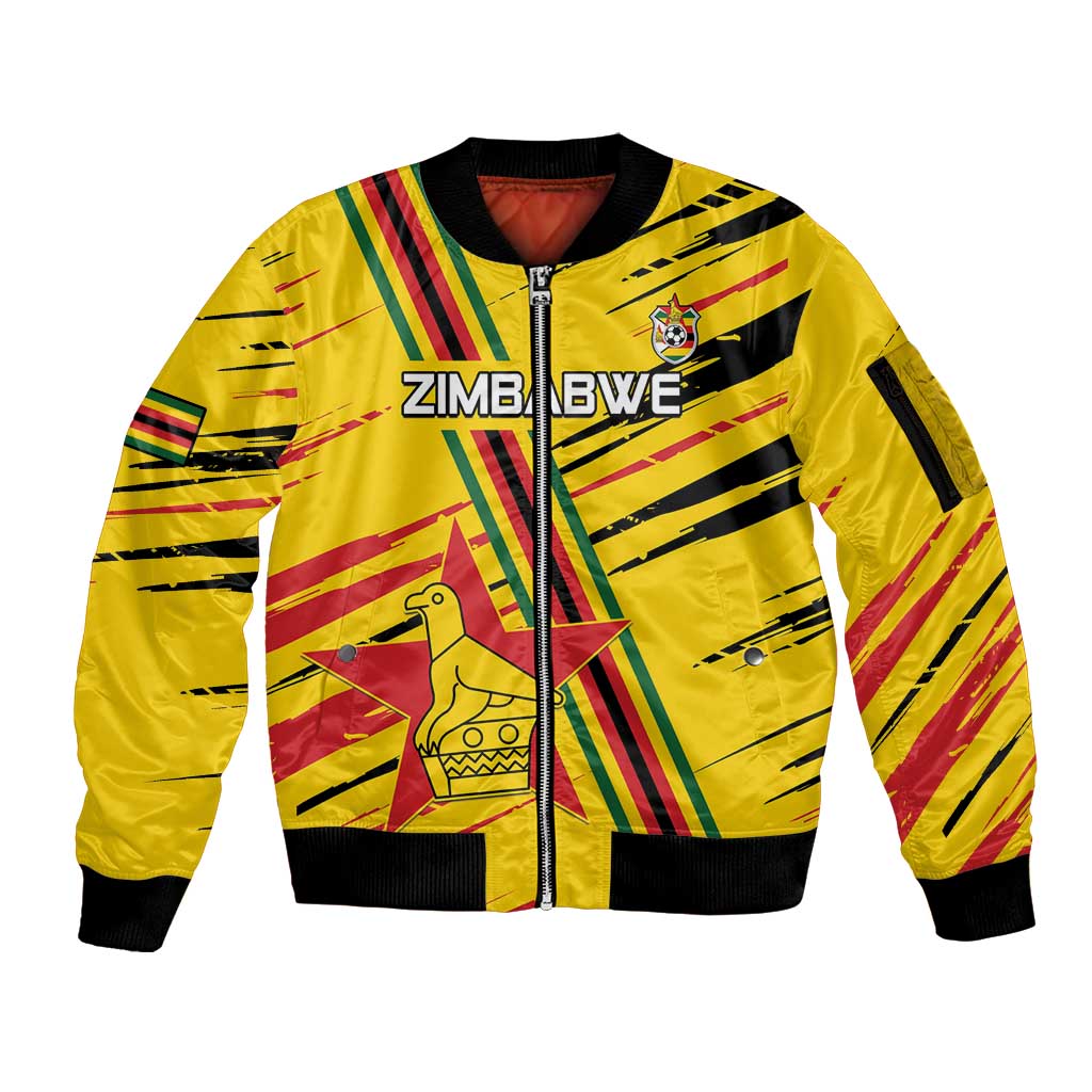 Custom Zimbabwe Football Sleeve Zip Bomber Jacket Go Warriors