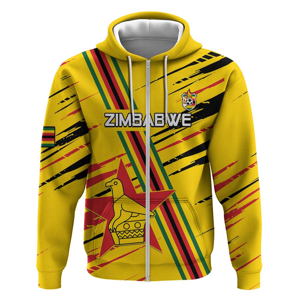 Custom Zimbabwe Football Zip Hoodie Go Warriors