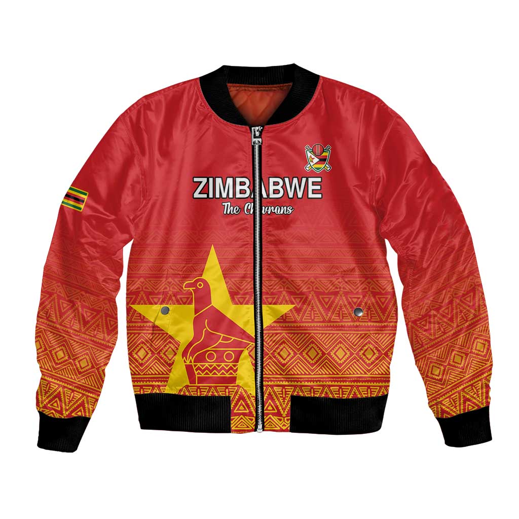 Custom Zimbabwe Cricket Bomber Jacket Go Chevrons