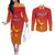 Custom Zimbabwe Cricket Couples Matching Off The Shoulder Long Sleeve Dress and Long Sleeve Button Shirt Go Chevrons