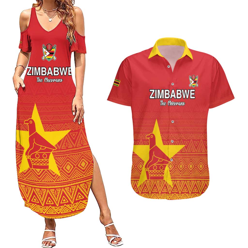 Custom Zimbabwe Cricket Couples Matching Summer Maxi Dress and Hawaiian Shirt Go Chevrons