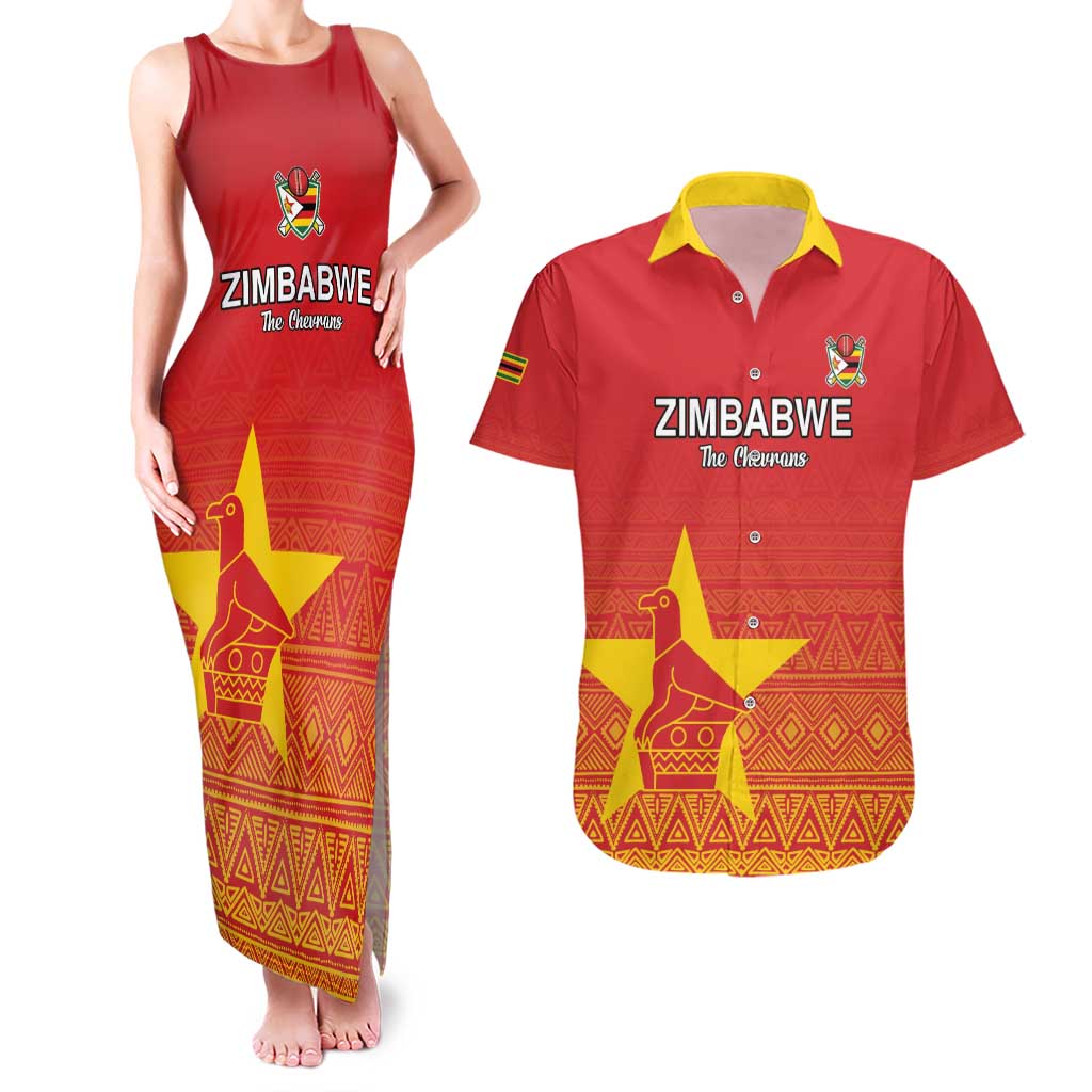 Custom Zimbabwe Cricket Couples Matching Tank Maxi Dress and Hawaiian Shirt Go Chevrons