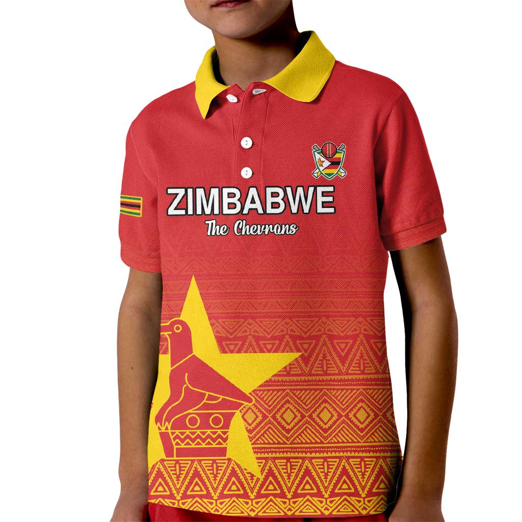 Custom Zimbabwe Cricket Kid Polo Shirt Go Chevrons