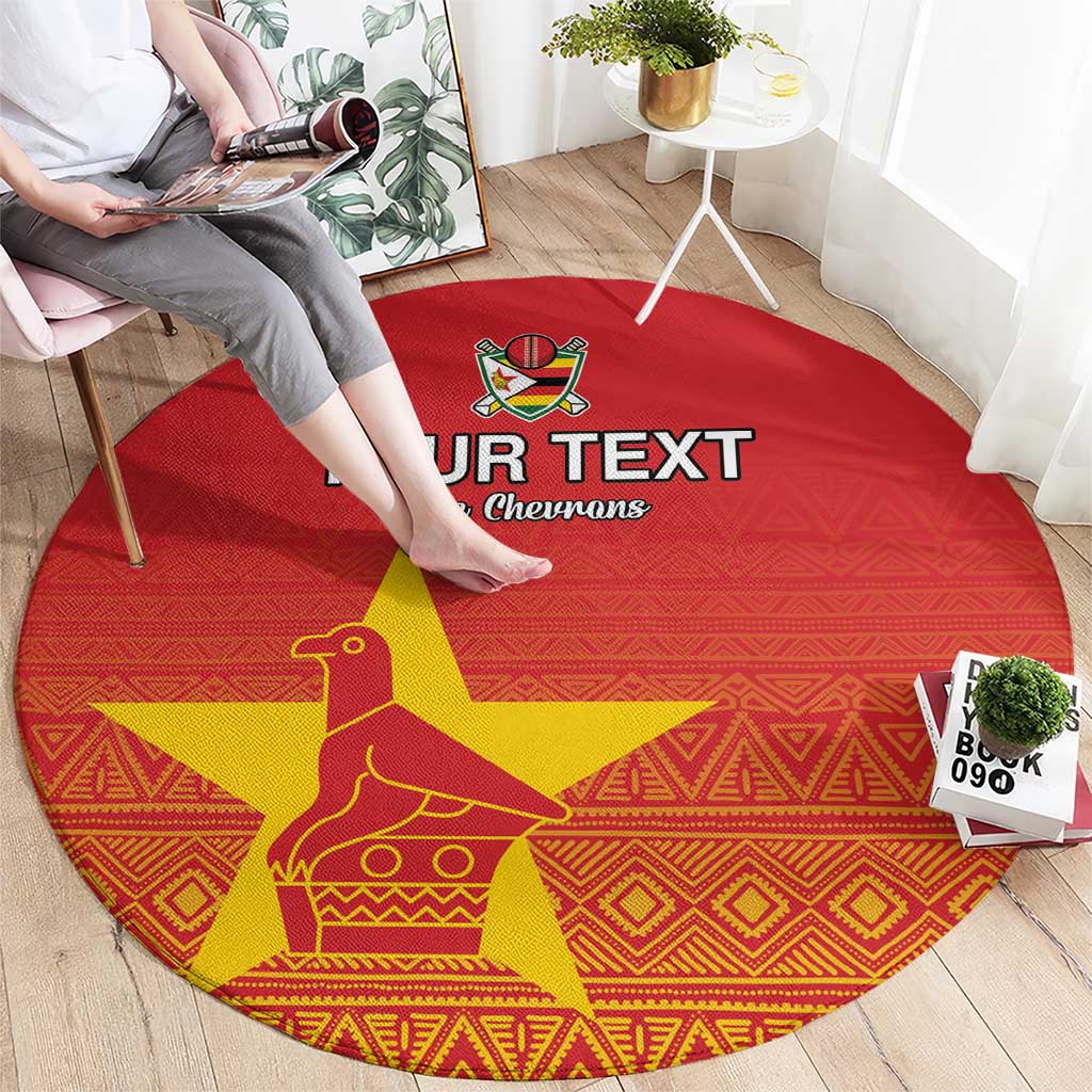 Custom Zimbabwe Cricket Round Carpet Go Chevrons
