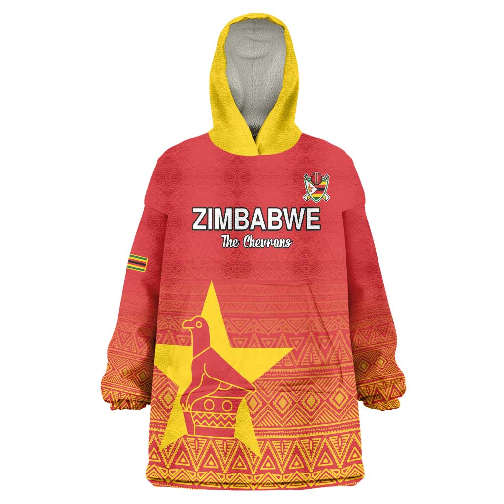 Custom Zimbabwe Cricket Wearable Blanket Hoodie Go Chevrons