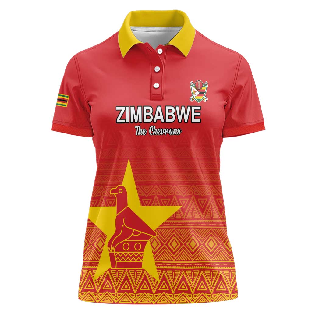 Custom Zimbabwe Cricket Women Polo Shirt Go Chevrons