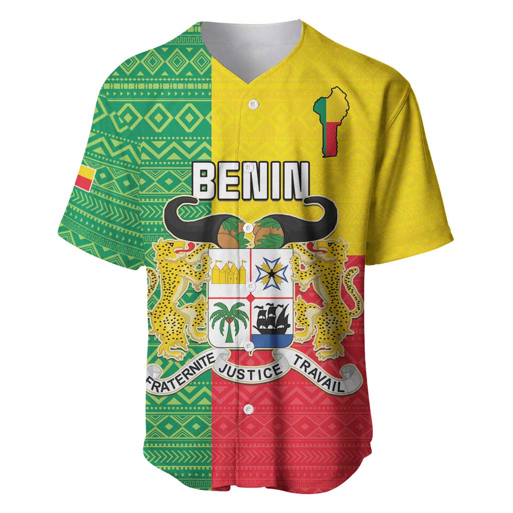 Personalised Benin Baseball Jersey Coat Of Arms Flag Style