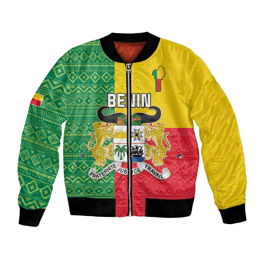 Personalised Benin Bomber Jacket Coat Of Arms Flag Style