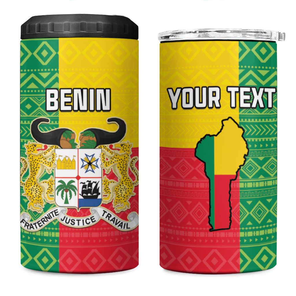 Personalised Benin 4 in 1 Can Cooler Tumbler Coat Of Arms Flag Style