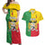 Personalised Benin Couples Matching Off Shoulder Maxi Dress and Hawaiian Shirt Coat Of Arms Flag Style