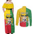 Personalised Benin Couples Matching Off Shoulder Maxi Dress and Long Sleeve Button Shirt Coat Of Arms Flag Style