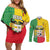 Personalised Benin Couples Matching Off Shoulder Short Dress and Long Sleeve Button Shirt Coat Of Arms Flag Style