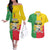 Personalised Benin Couples Matching Off The Shoulder Long Sleeve Dress and Hawaiian Shirt Coat Of Arms Flag Style