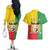 Personalised Benin Couples Matching Off The Shoulder Long Sleeve Dress and Hawaiian Shirt Coat Of Arms Flag Style