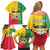 Personalised Benin Family Matching Off Shoulder Short Dress and Hawaiian Shirt Coat Of Arms Flag Style