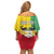 Personalised Benin Family Matching Off Shoulder Short Dress and Hawaiian Shirt Coat Of Arms Flag Style