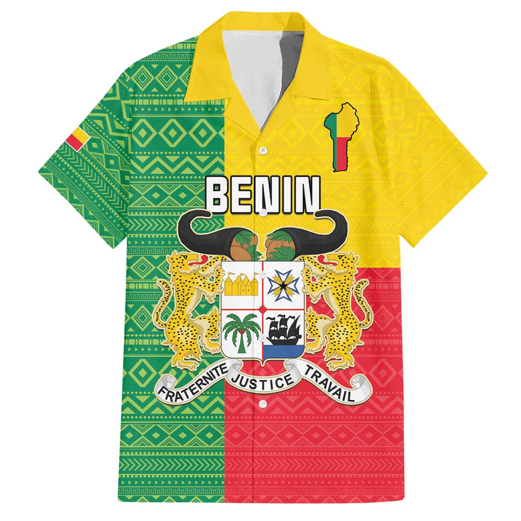 Personalised Benin Hawaiian Shirt Coat Of Arms Flag Style