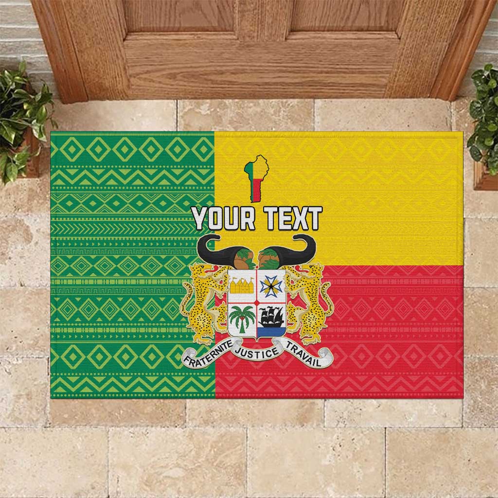 Personalised Benin Rubber Doormat Coat Of Arms Flag Style